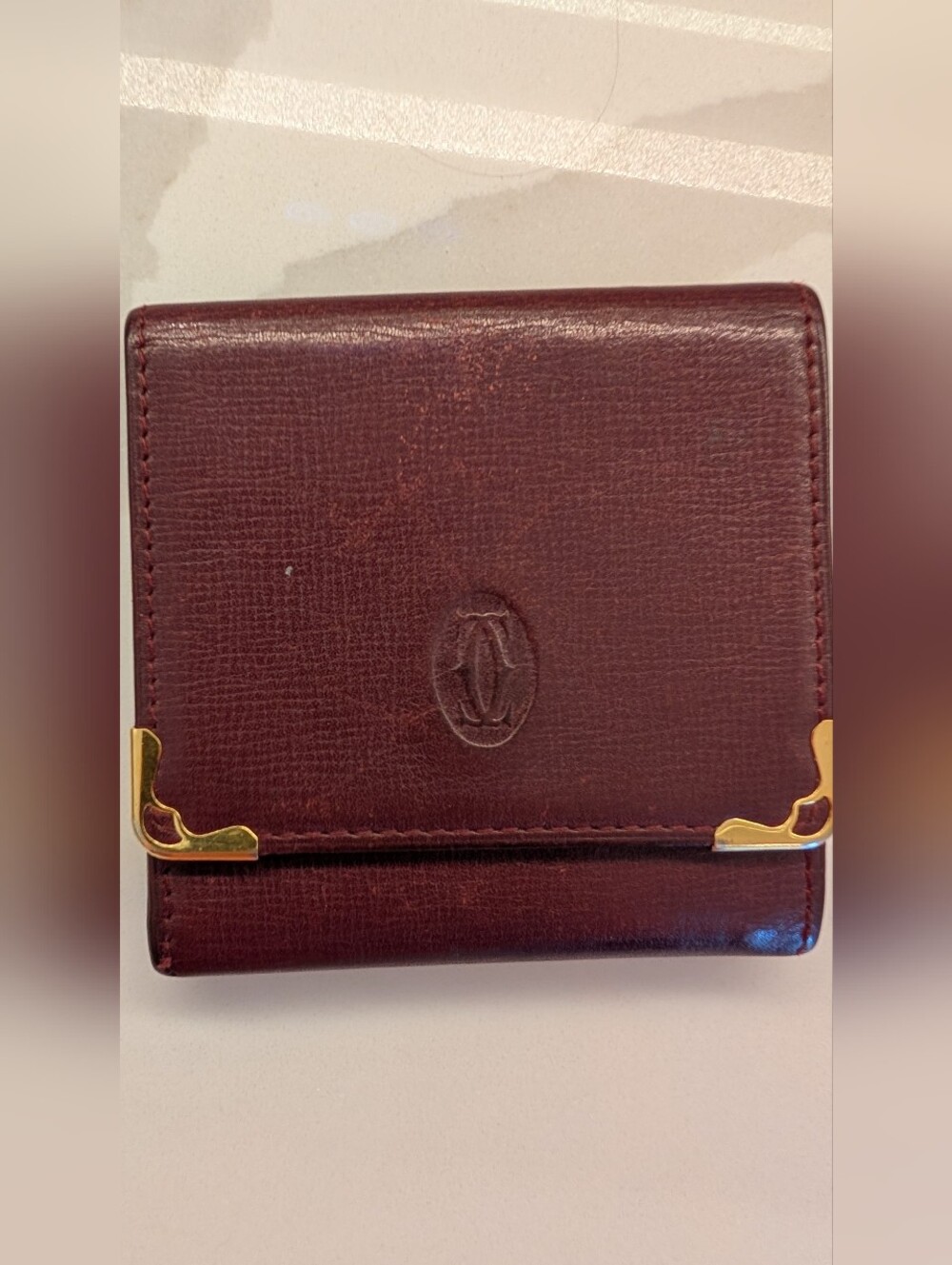 Cartier Burgundy Leather Coin Purse
